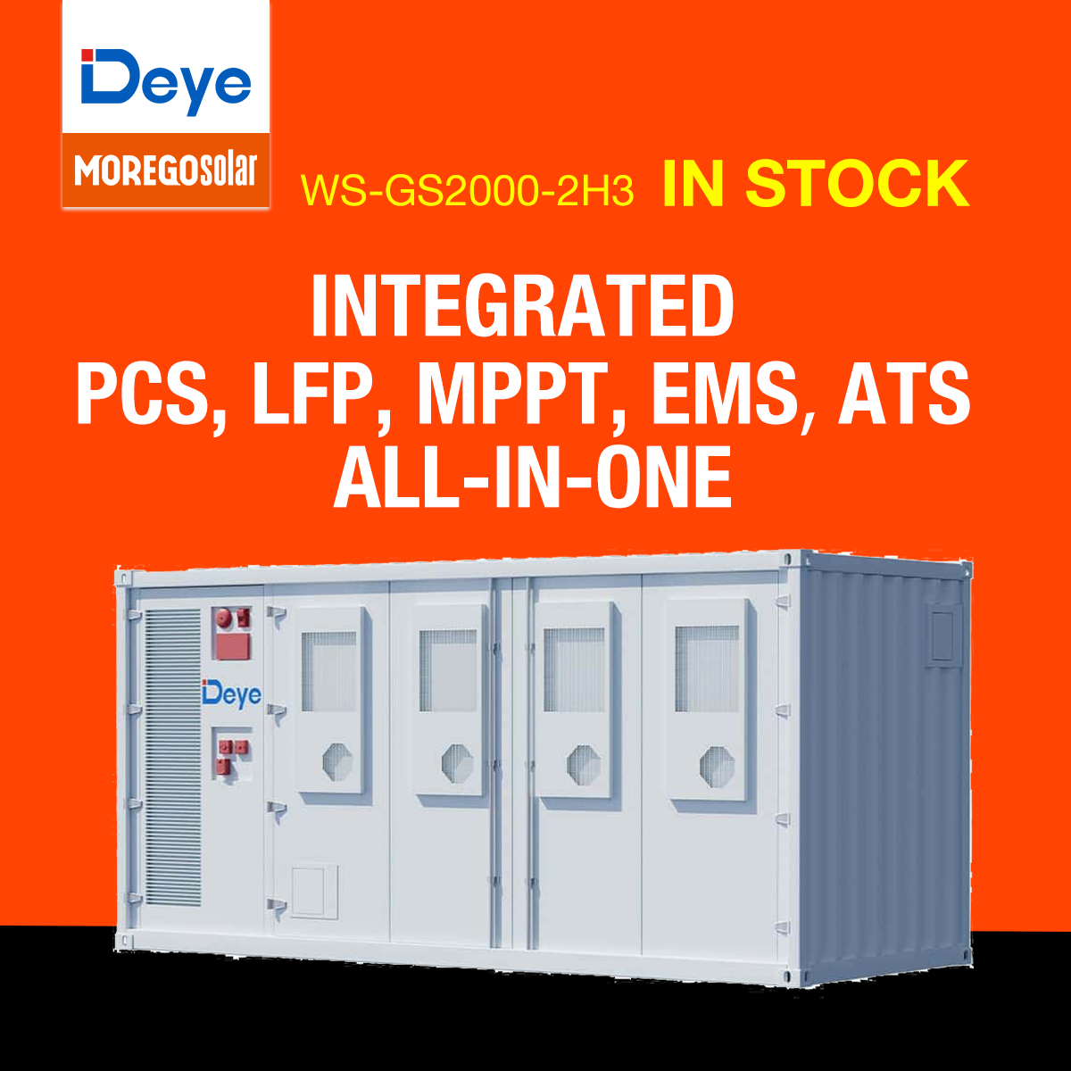 Morego Solar Utility Scale Commercial Storage System 200kW 1MW 1MWh Deye Hybrid Grid-tied BESS Modular LFP Battery Container