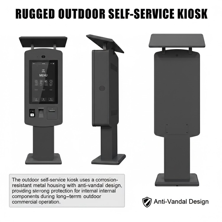 Sinmar Weatherproof Self Service Ordering Printer Kiosk Smart Touch Screen All In One Totem Outdoor Waterproof Computer Kiosk