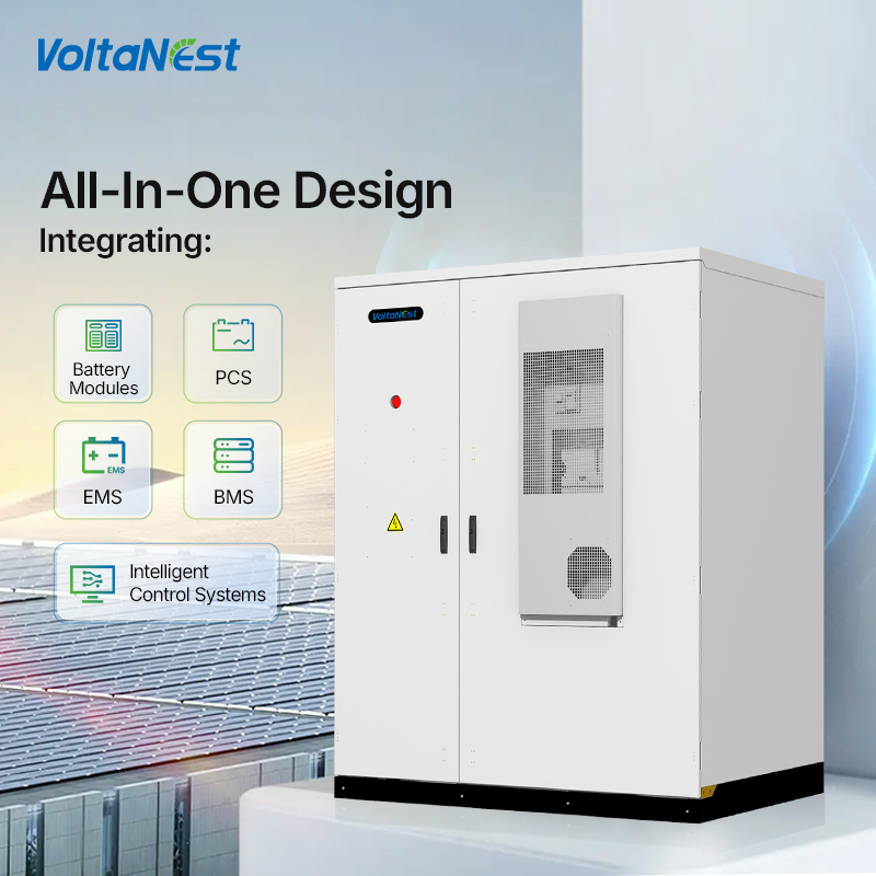 VoltaNest 100KW 200-257kWh Hybrid Solar BESS All-in-One Industrial Commercial Energy Storage System Cabinet with Smart BMS EMS