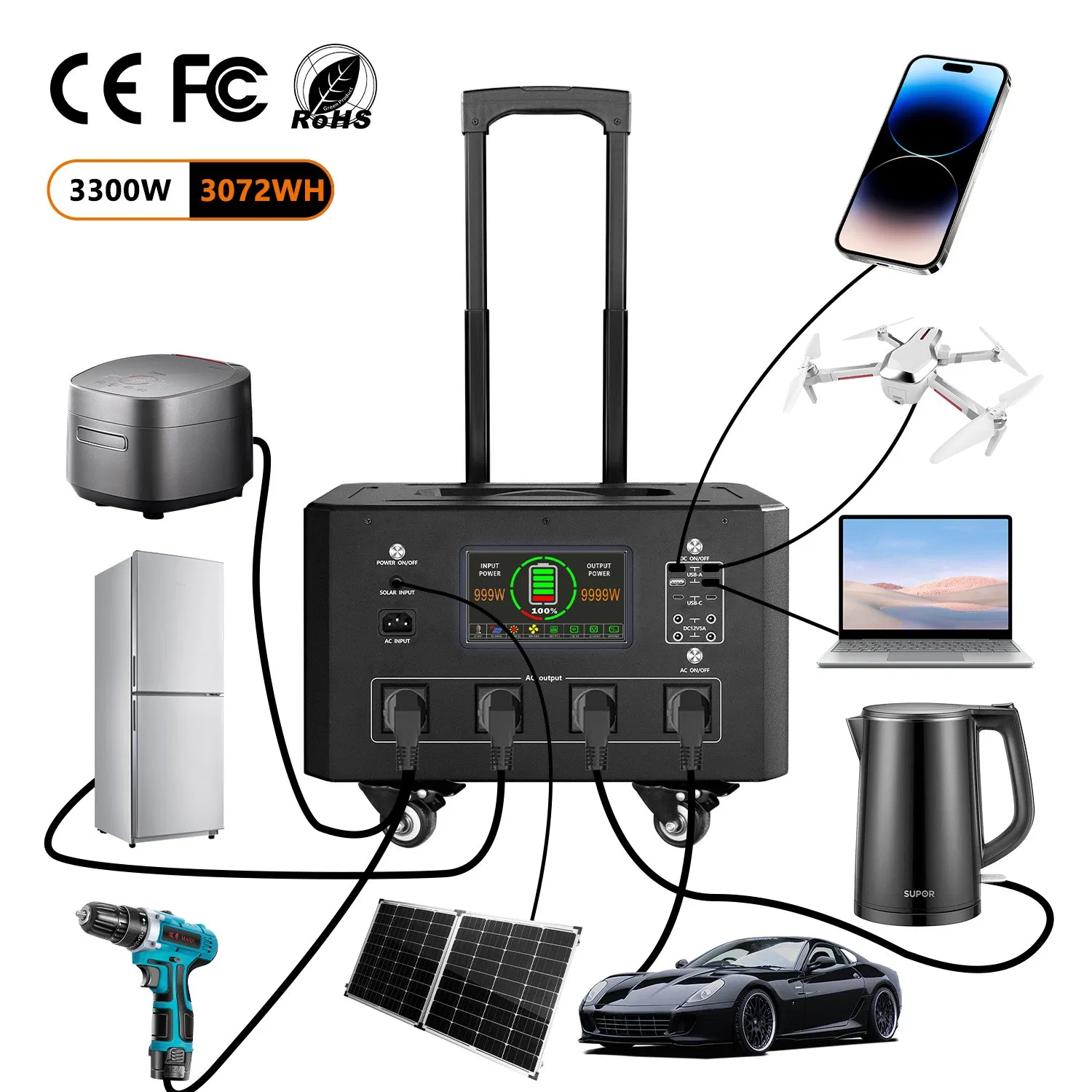 Solar Charging Portable Power Station 3.8kwh off-Grid Mobile Energy Storage