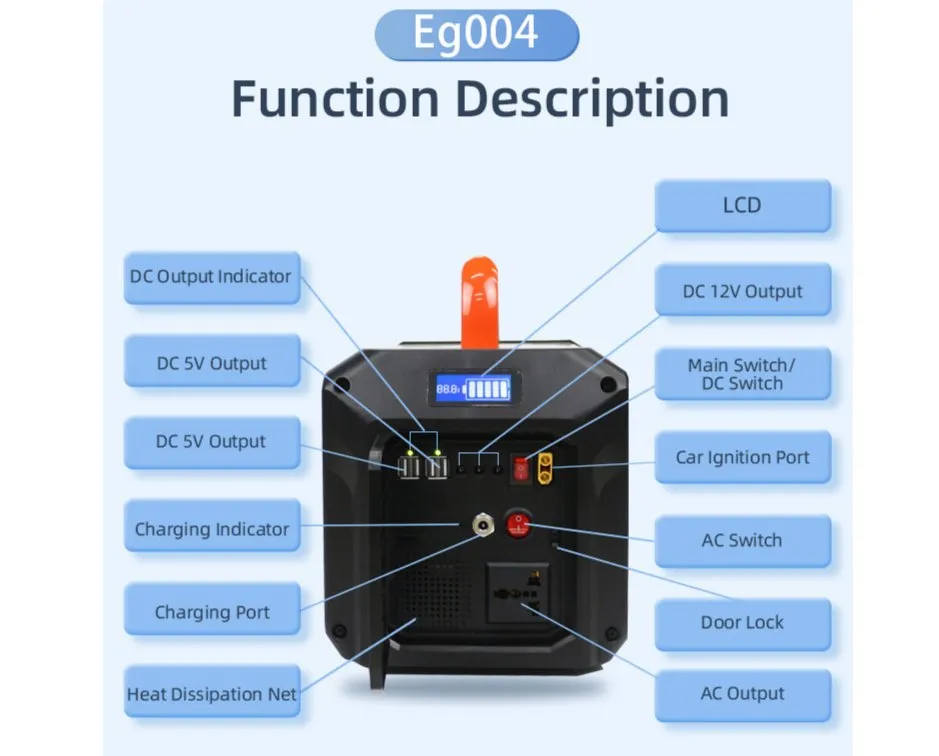 220V Portable AC Power Bank Solar Energy Lithium Battery 500W Power Station for Outdoors Home