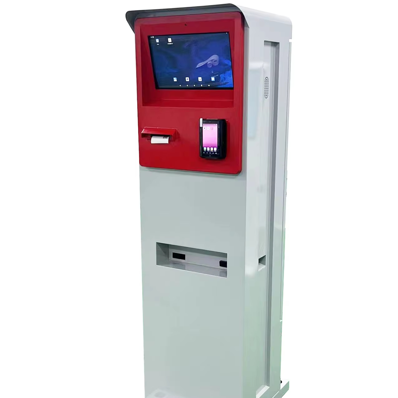 Smart Outdoor Payment Kiosk Touch Screen RFID Card Reader Barcode Reader Automated Ticket Dispenser QR Code Scanner Floor