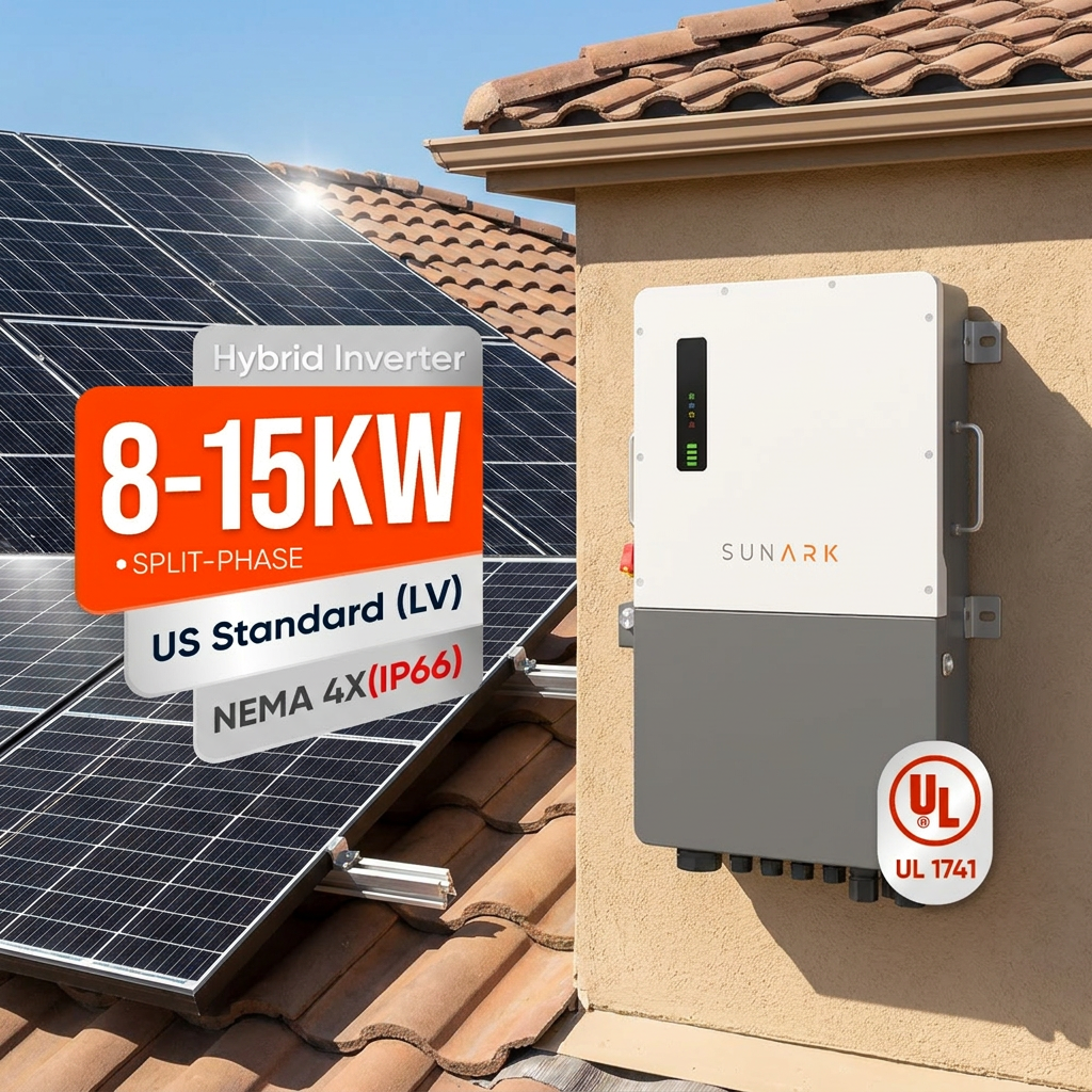 Sunark Residential 8kW 12kW 15kW Hybrid Inverter Split Phase UL Listed All in One Energy Storage Solution for Modern Smart Homes
