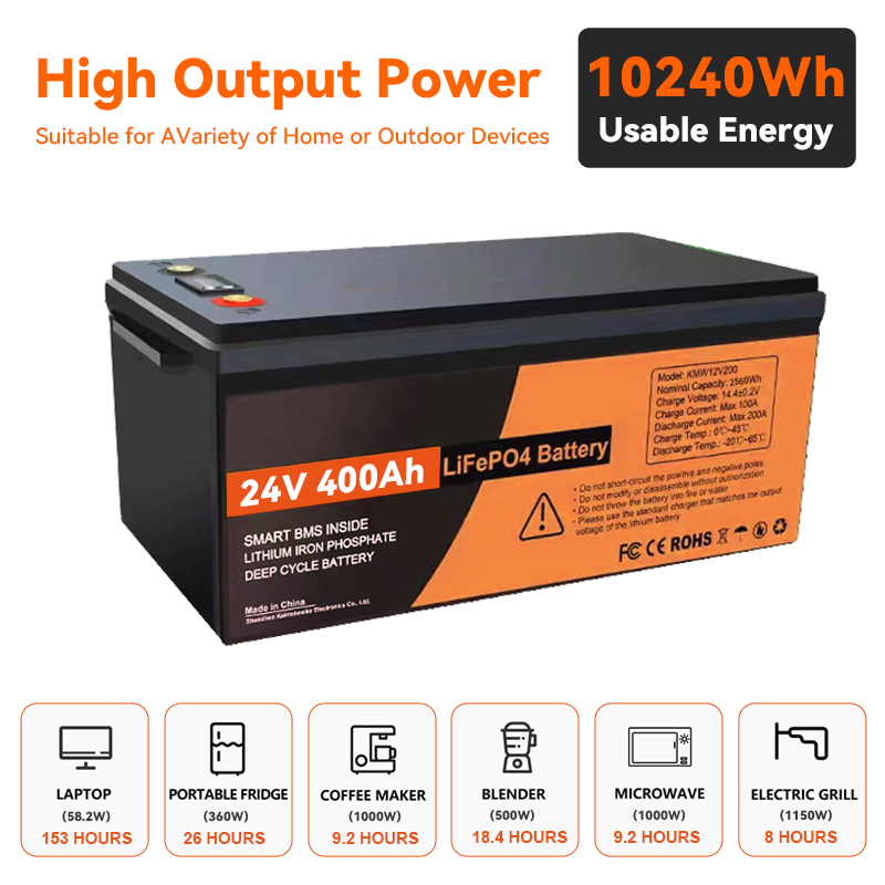 Lithium Iron Phosphate Battery 24V 400ah LiFePO4 Battery Pack for Home Solar Power System Power Station