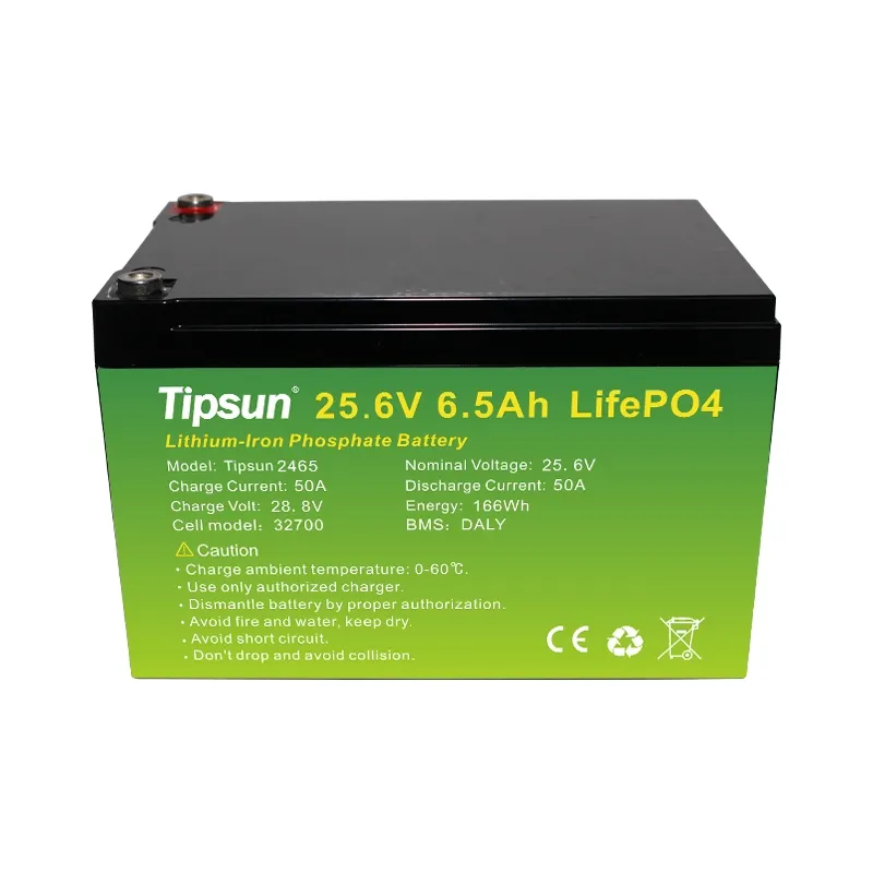 25.6V 6.5ah LiFePO4 Battery Pack 166wh with Built-in BMS 32700 Cell Rechargeable Lithium Iron Phosphate Battery
