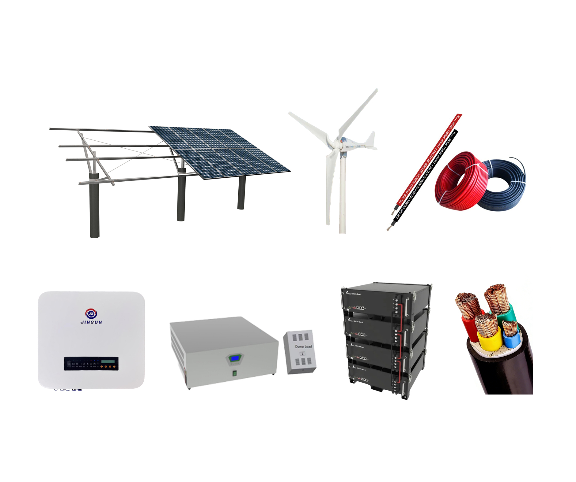 JinSun Wind &amp; Solar Hybrid Off-Grid System for Residential Use with Lead-Acid Battery 48V-400V Output