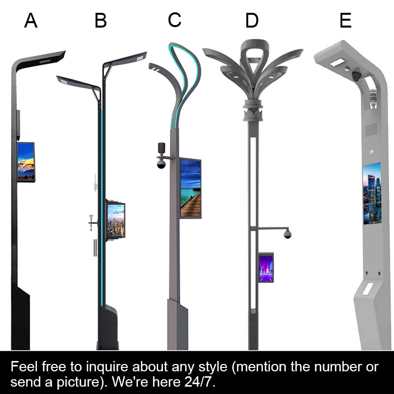 IoT Based LED Smart Road Lighting Pole With WiFi EV Charging Station Camera LED Screen IP65