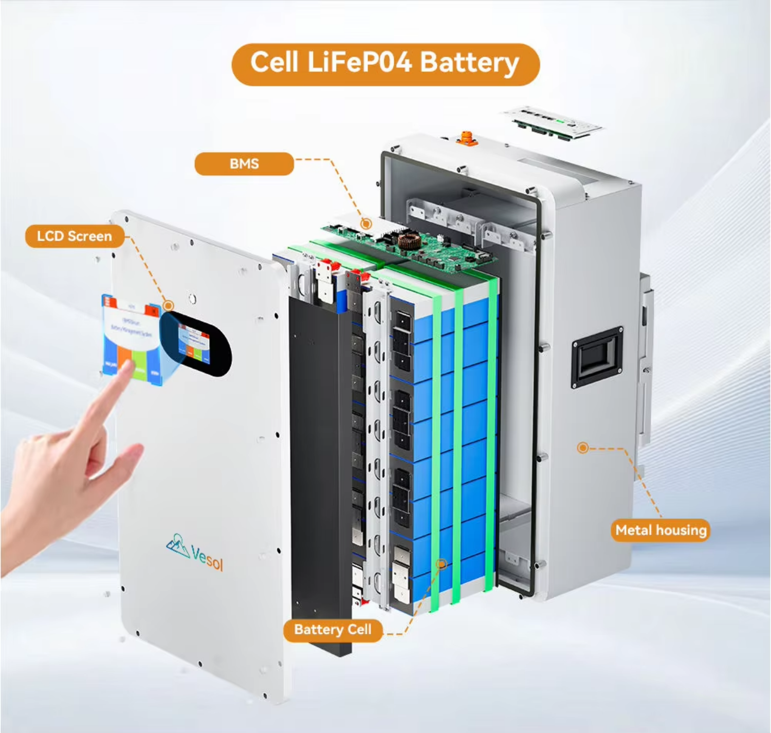 16kWh 51.2V 314Ah LiFePO4 Wall Mounted Solar Battery