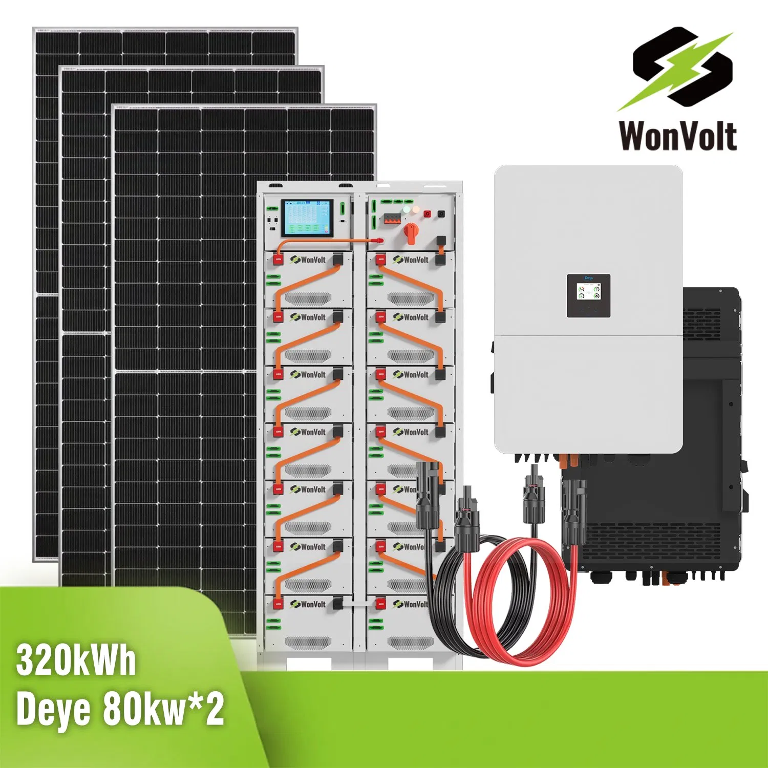 160kw Solar Panel Power Hybrid Inverter Containerized 320kwh Lithium Ion Phosphate Battery Energy Storage System