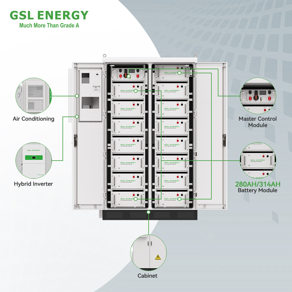GSL ENERGY 125kW/215kWh Industrial Commercial Energy Storage System Grid-Scale BESS 215kWh 314Ah LiFePO4 Battery Storage for Fac
