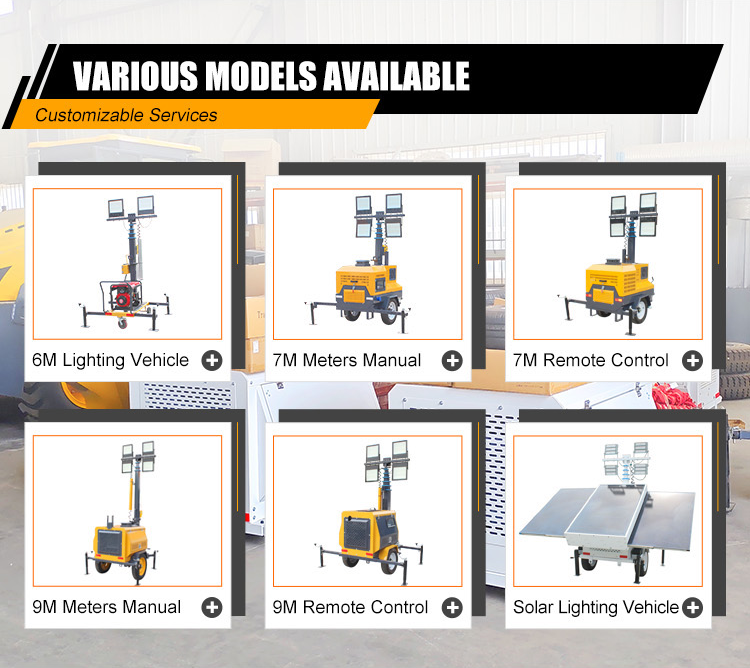 7m 9m Windproof And Waterproof Outdoor Mobile Manual Lifting LED Solar Light Tower