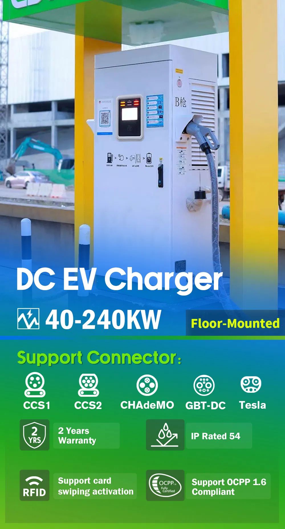 Wholesale High Efficiency Gbt CCS2 DC 120kw Best Commercial Floor-Standing EV Solar Car Charging Station