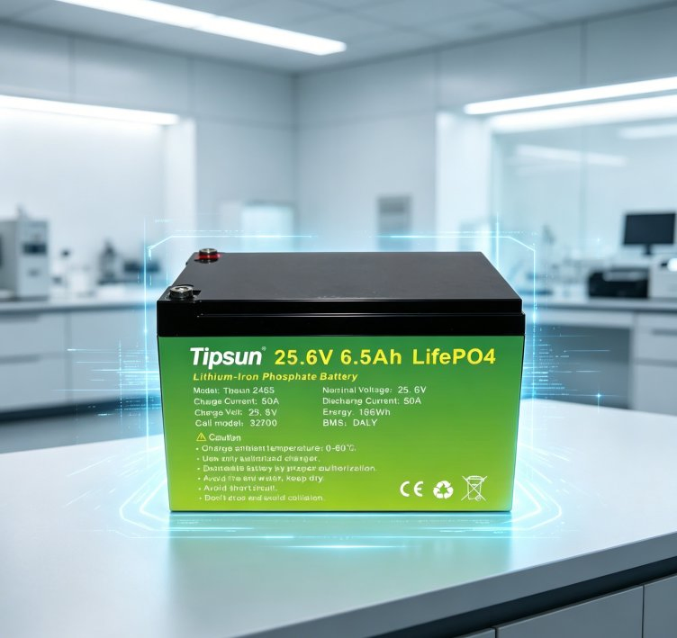 Tipsun 25.6V 6.5ah LiFePO4 Battery Pack 166wh with Built-in BMS 32700 Cell Rechargeable Lithium Iron Phosphate Battery