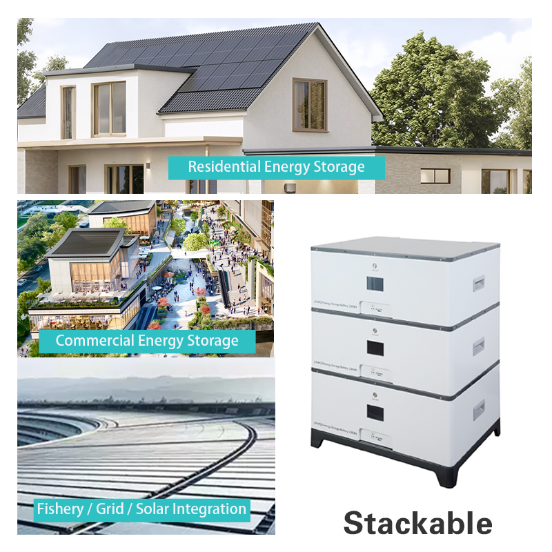 Scalable 10kWh Stackable Energy Storage Battery with RS232/RS485/CAN 16P LiFePO4 Lithium Iron Phosphate Battery for Grid