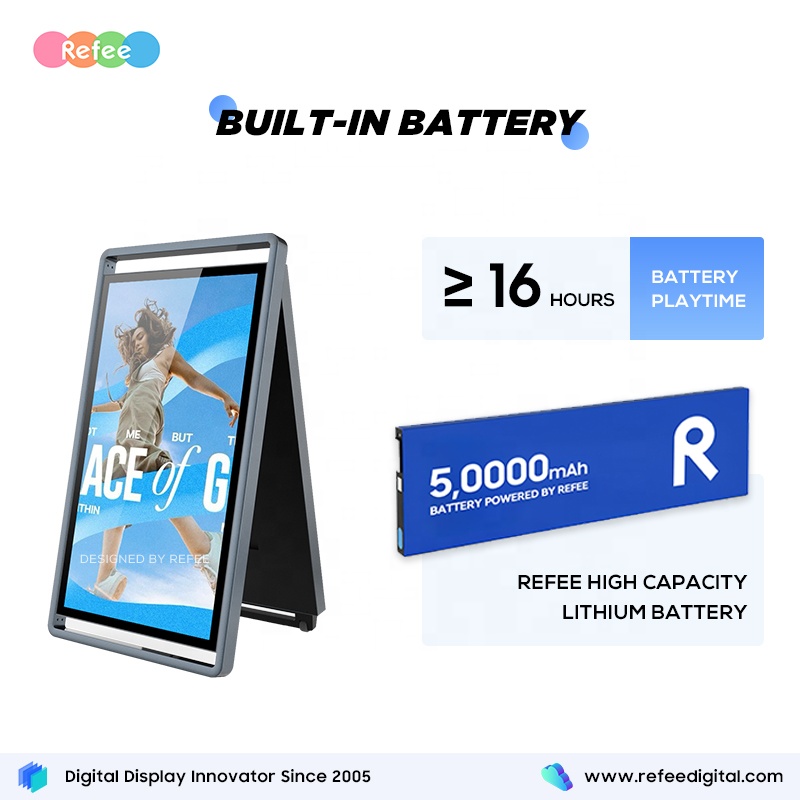 Outdoor Solar Power Movable Totem Battery Powered LCD Kiosk Display Digital Signage Advertising Screen