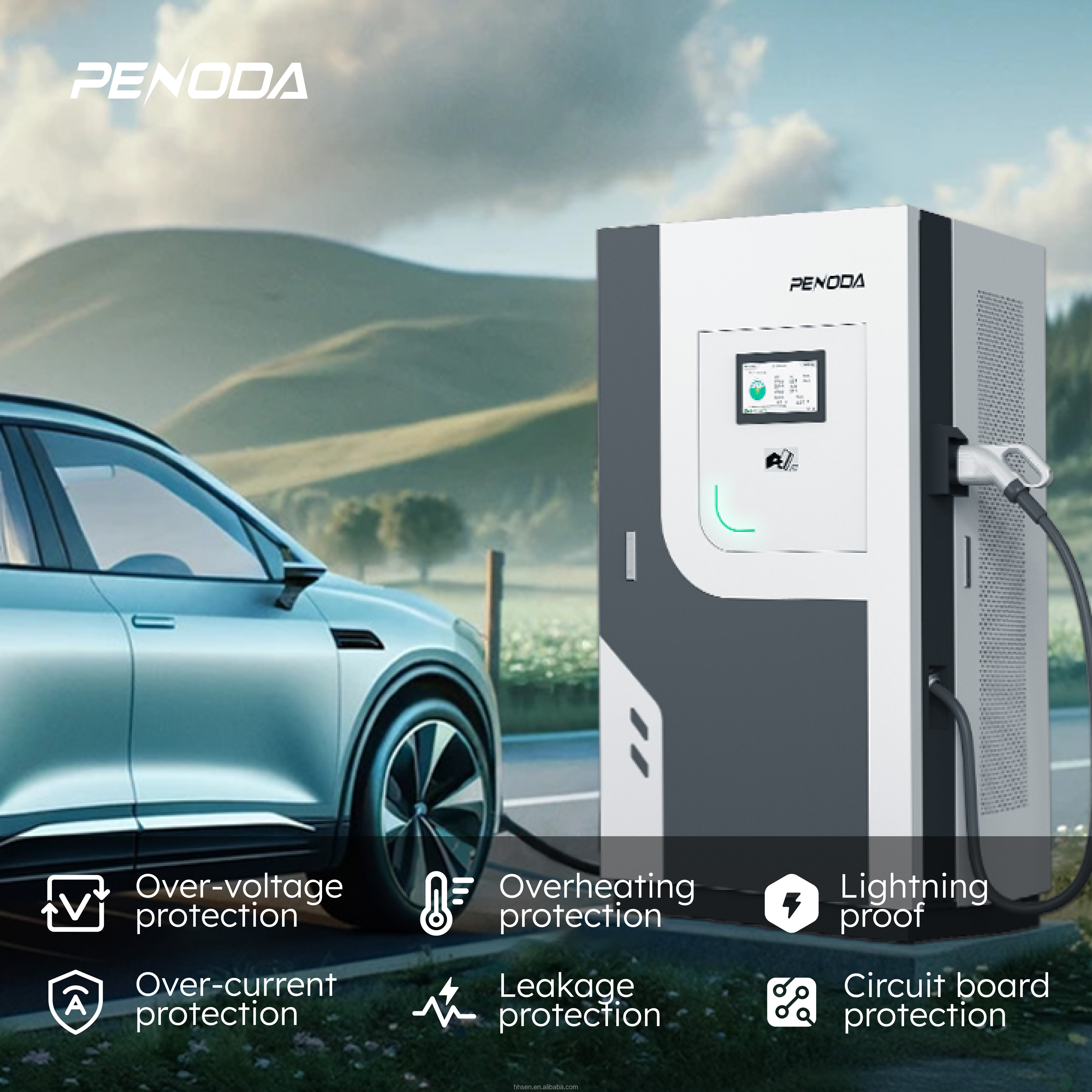 PENODA New Commercial Fast DC EV Charger 60-240KW CCS1 CCS2 CHADEMO IP55/IK10 OCPP 1.6J Outdoor RFID Charging Station