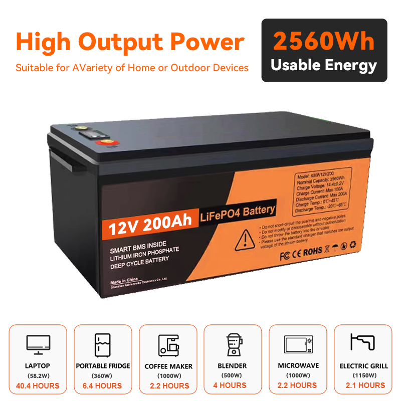 12V 200ah Lithium Iron Phosphate Battery Pack 12.8V 100ah 230ah 280ah 300ah IP65 Protection 3000 Cycles LiFePO4 Battery Pack