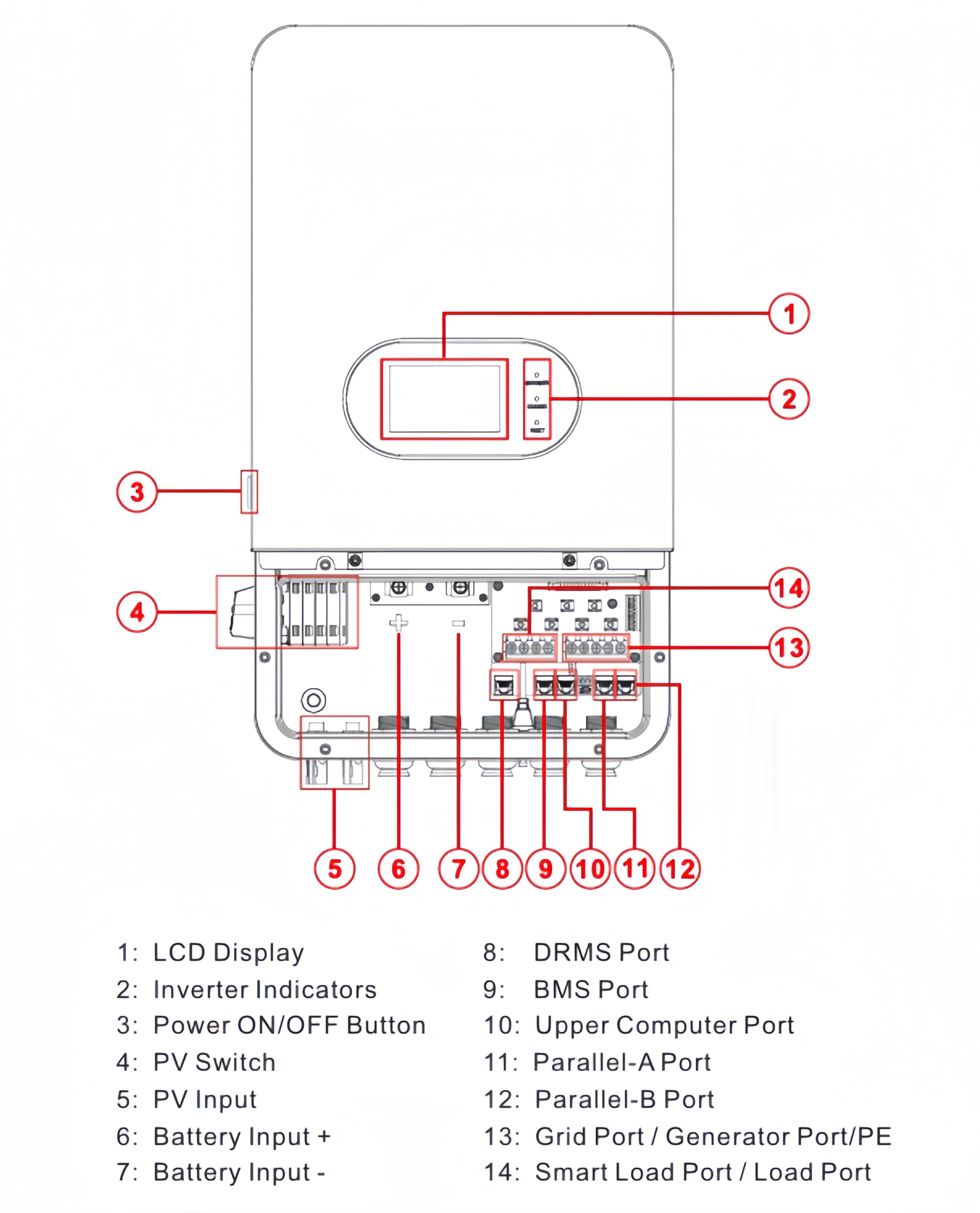 Hybrid Single-phase Solar Inverter Home Use 50/60Hz Compatible with 3kW/4kW/5kW/6kW