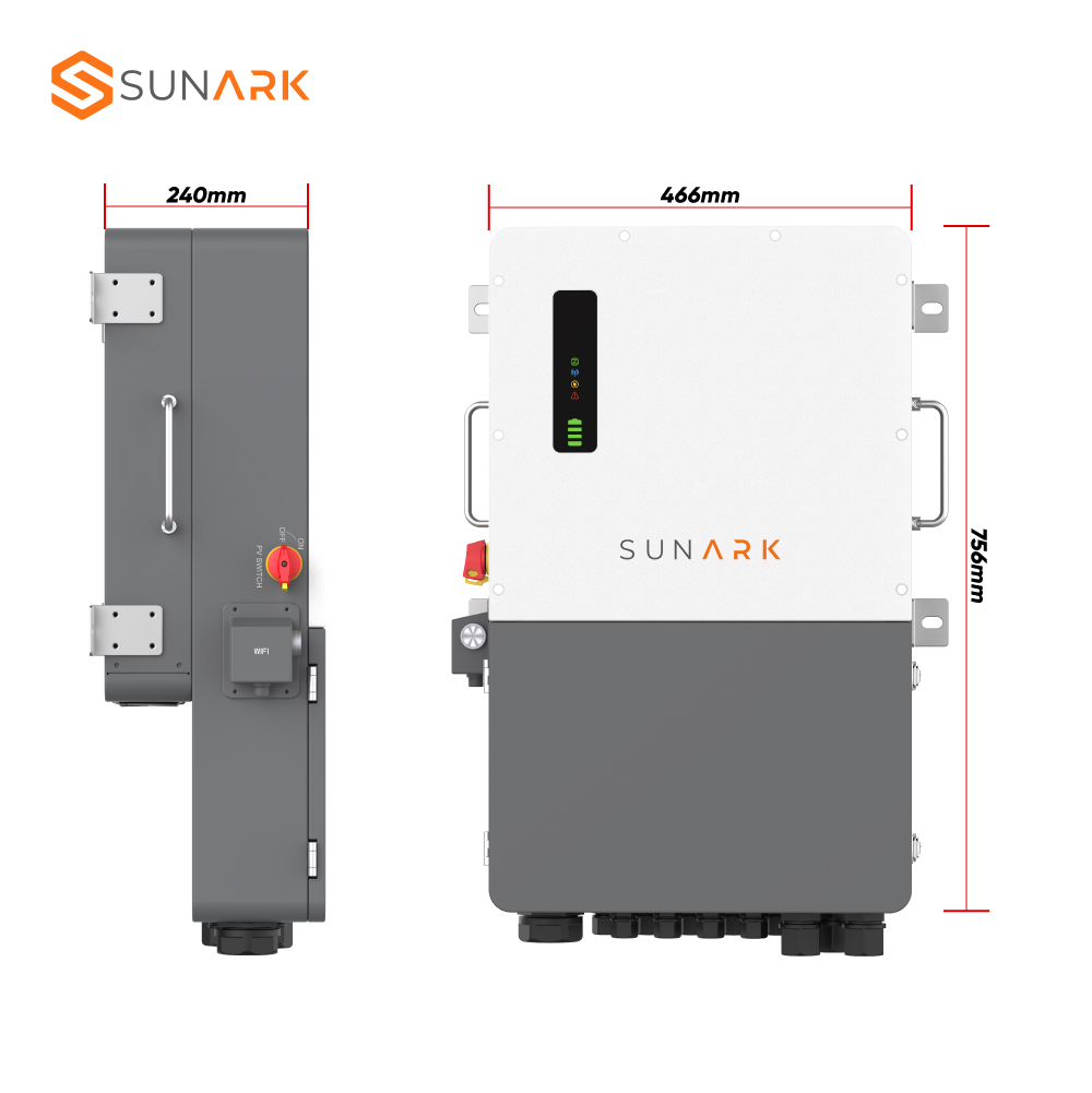 Sunark Residential 8kW 12kW 15kW Hybrid Inverter Split Phase UL Listed All in One Energy Storage Solution for Modern Smart Homes
