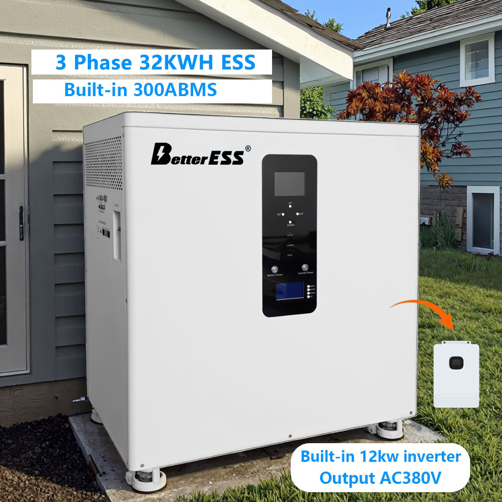 All-In-One 51.2V 628Ah 560Ah 32kWh 28kWh Lithium Battery+ 12KW AC380V Inverter Home Energy Storage System WiFi Monitor