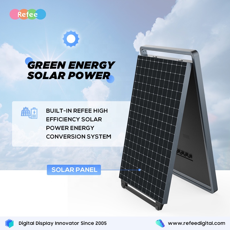 Outdoor Solar Power Movable Totem Battery Powered LCD Kiosk Display Digital Signage Advertising Screen