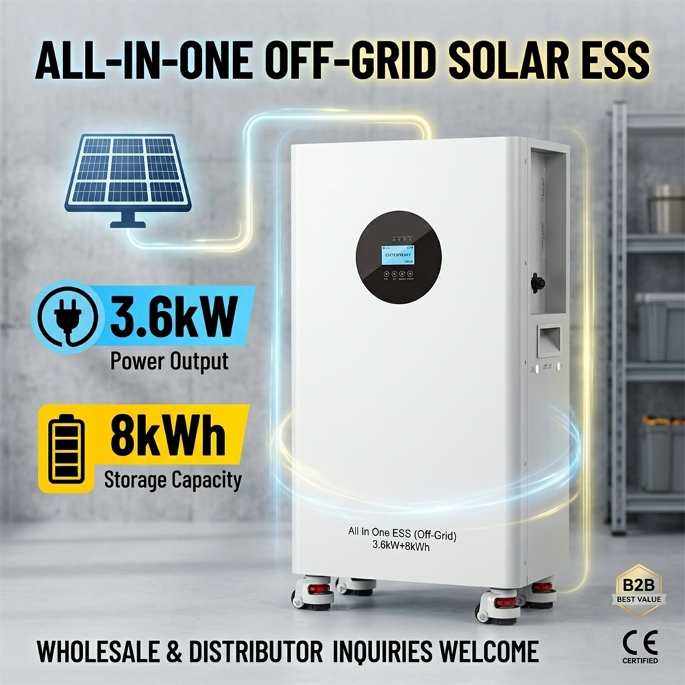 Hybrid Solar Inverter All in One with Built-in Lithium Battery Energy Storage 48V 5KW 8KW Off Grid Home Solar Power System MPPT