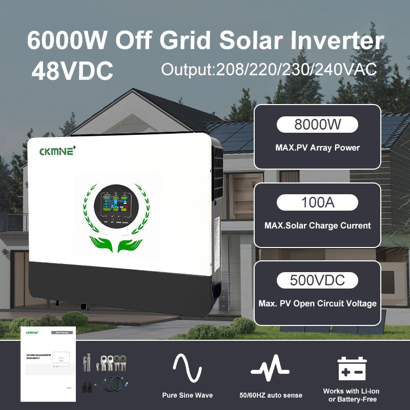 6KW Off Grid Hybrid Input Dual MPPT Solar Inverter 48V 6000W Single Phase 6KVA 220V 230V Parallel for Wholesale Custom