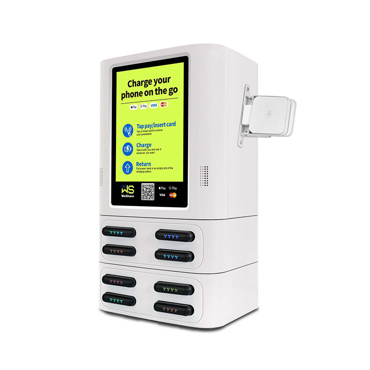 Battery Rental Charging Station 8000mAh Li-Polymer 8/12/16/24 Slots Mobile Vending Machine with 60W Output for Power Bank