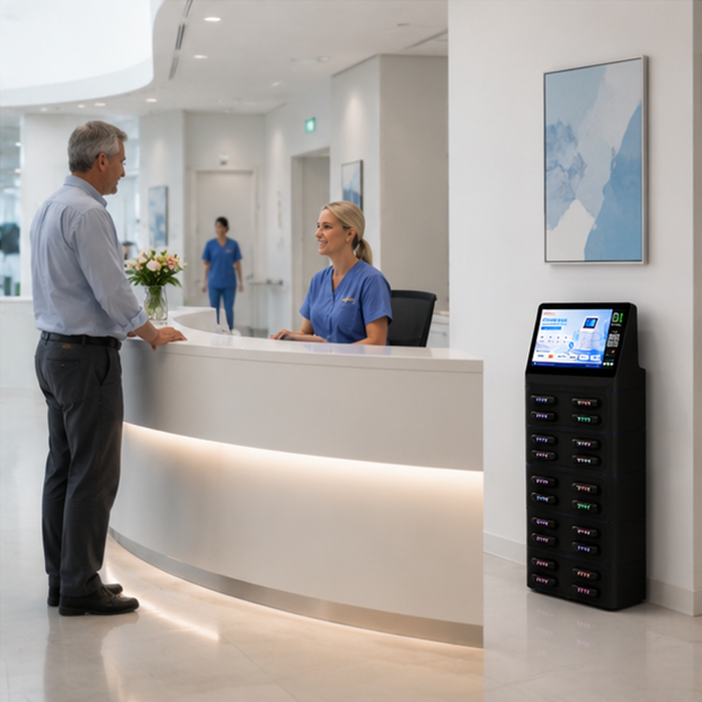 Public Area Mobile Charging Station Power Bank Rental Kiosk Advertising Display POS Terminal Fireproof Design QR Code Payment