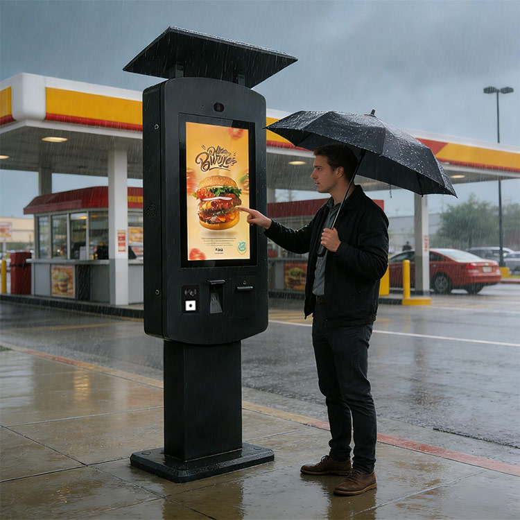 Sinmar Weatherproof Self Service Ordering Printer Kiosk Smart Touch Screen All In One Totem Outdoor Waterproof Computer Kiosk