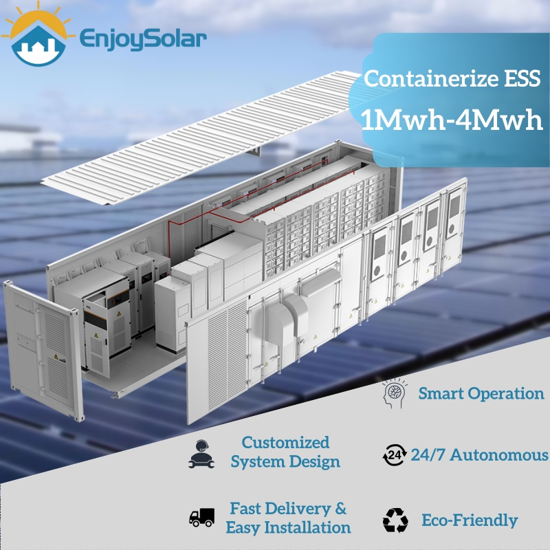 500kw 1MW 2MW Containerized Hybrid Solar Energy System with 1mwh 2mwh 3mwh Lithium Ion Battery Pack Storage