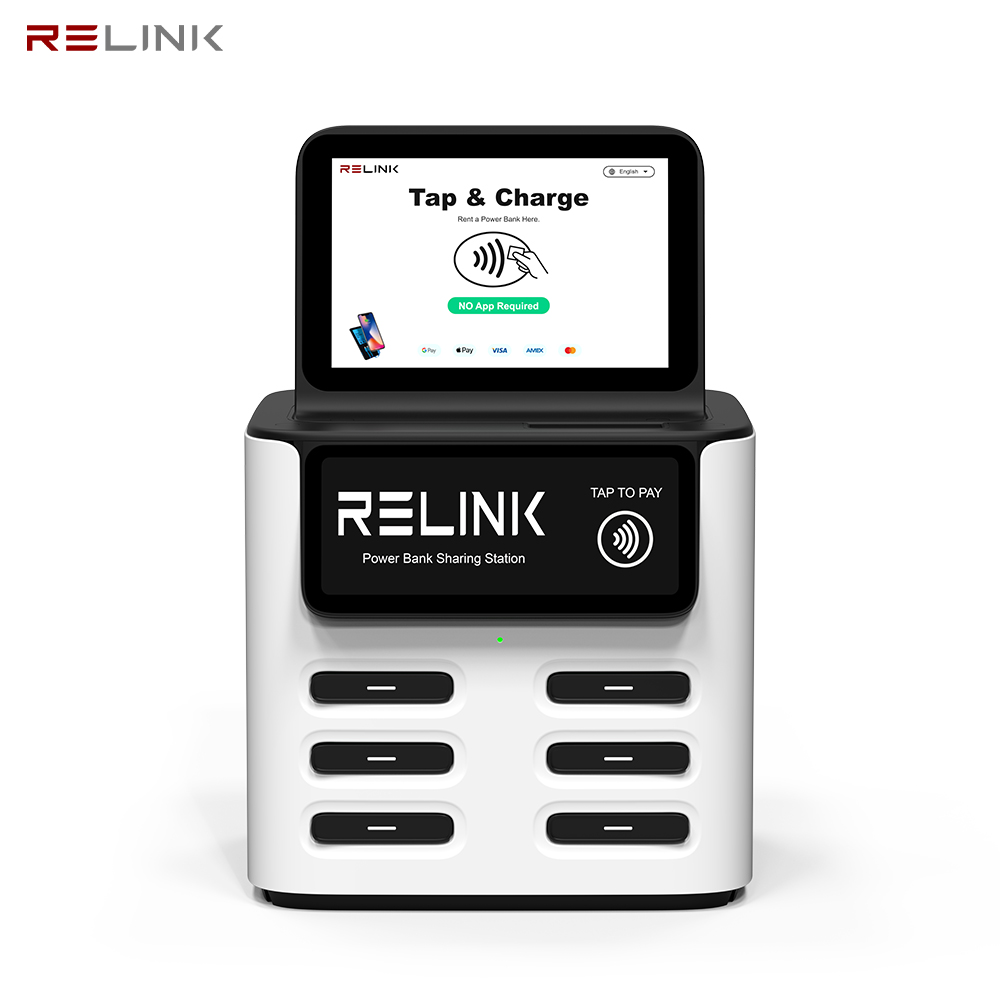 6 Slots Sharing Power Bank Station For Mobile Phone Charging And Rental Business With NFC POS System Kiosk