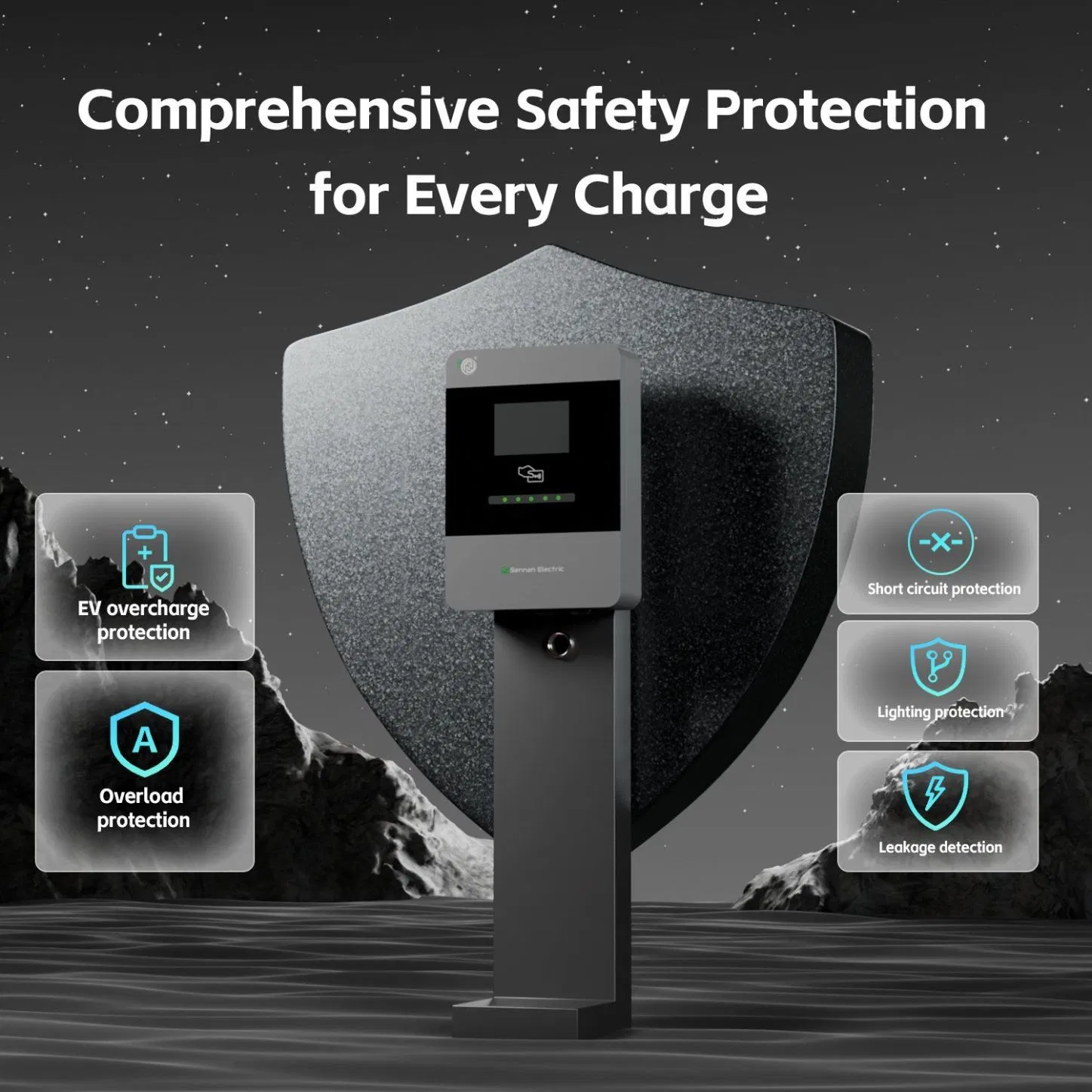 CE AC Electric Car Charging Station Solar EV Charger Type1/Type2/Gbt/Nacs with APP-Control