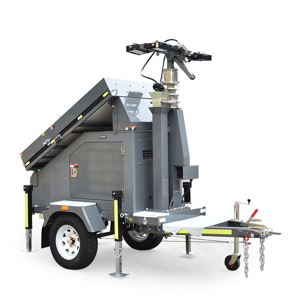 Electric Winch 7m Mast 4*100W LED Light LFP Battery Solar Light Tower For Construction Site