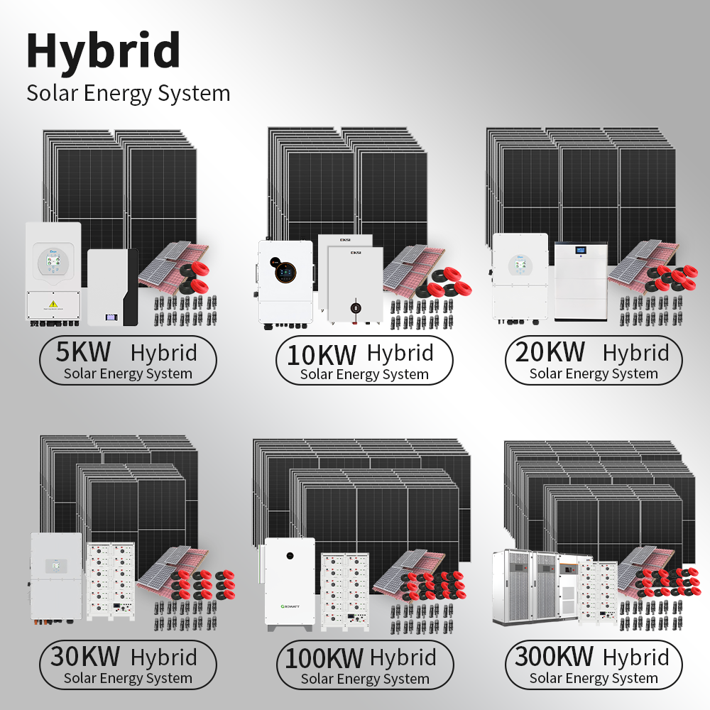 With Solar Panels Single/Three Phase Inverter System Solar Battery 10kw 12kw 20Kw Hybrid Solar Storage System for Home Use