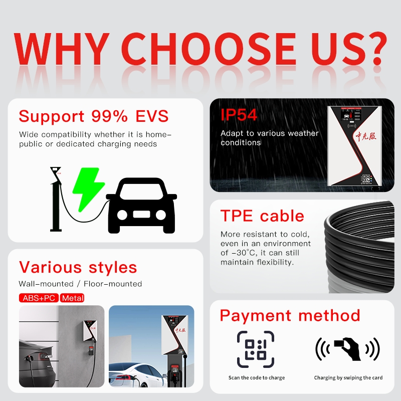 AC Pile 7kw/14kw Single/Dual Gun Type 1 Type 2 Rapid Energy Supply for Vehicles with Tough Design and Simple Controls for Solar EV Charging Station with CE