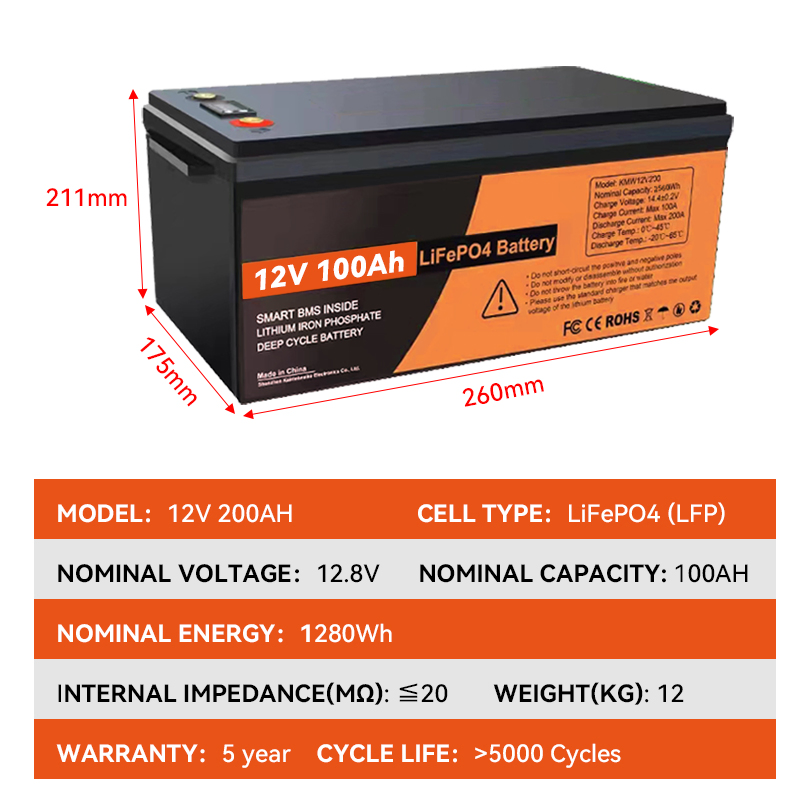 12V 100ah Lithium Iron Phosphate Battery 24V 200ah 280ah 300ah LiFePO4 Battery Pack for Solar Energy Storage System