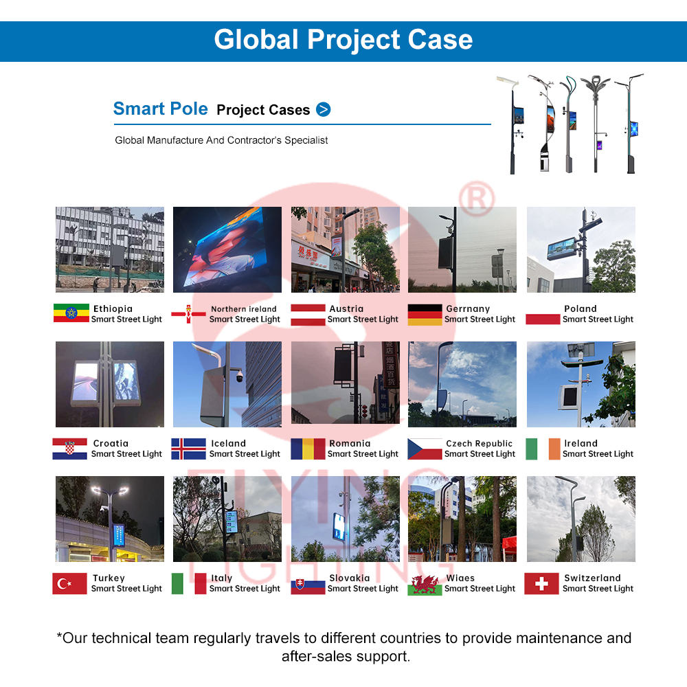 IoT Based LED Smart Road Lighting Pole With WiFi EV Charging Station Camera LED Screen IP65