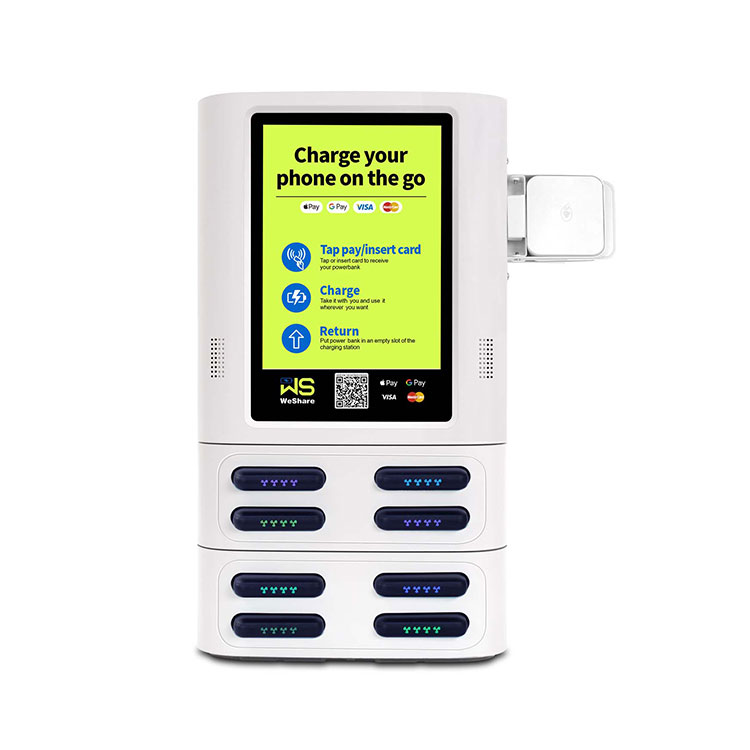 Battery Rental Charging Station 8000mAh Li-Polymer 8/12/16/24 Slots Mobile Vending Machine with 60W Output for Power Bank