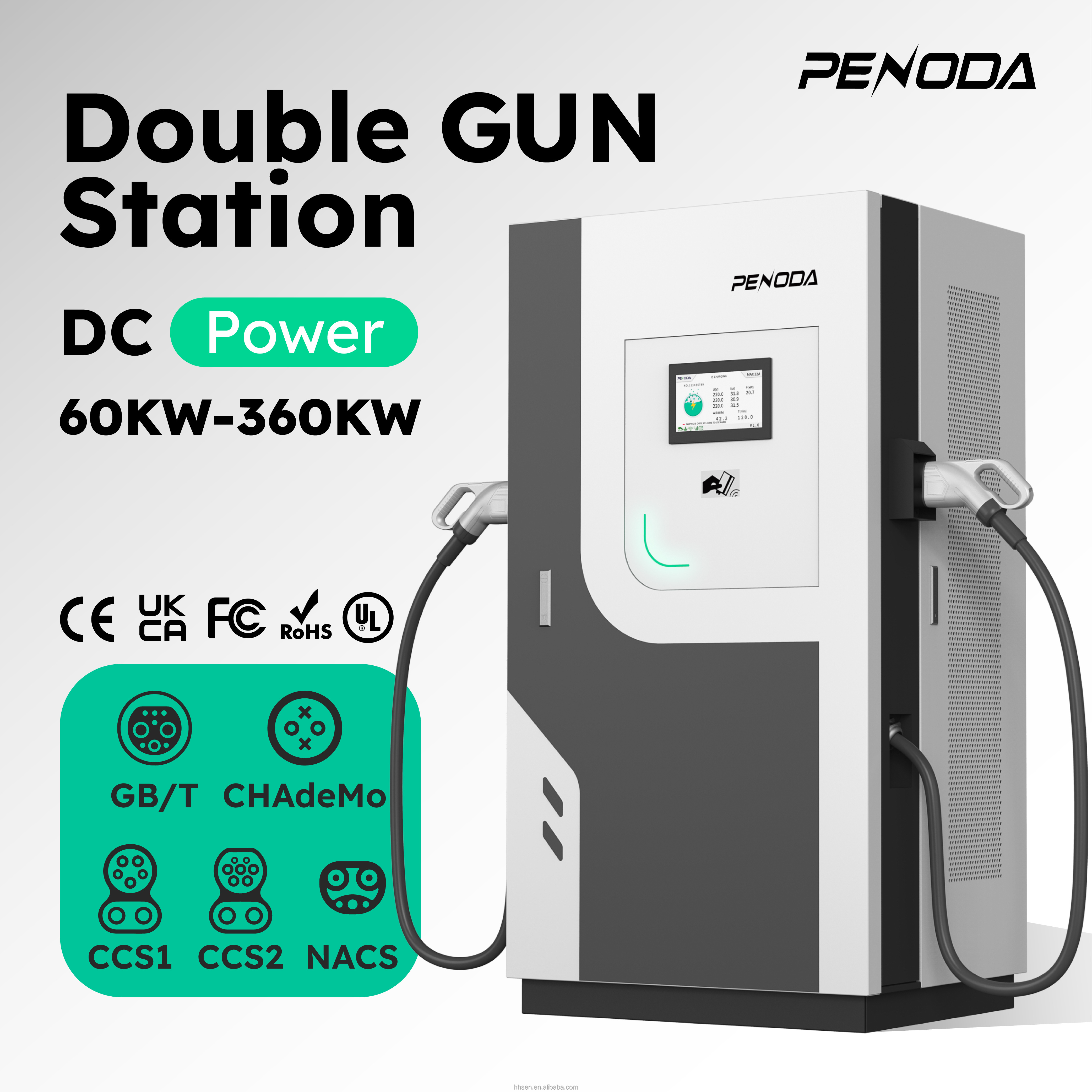 PENODA New Commercial Fast DC EV Charger 60-240KW CCS1 CCS2 CHADEMO IP55/IK10 OCPP 1.6J Outdoor RFID Charging Station