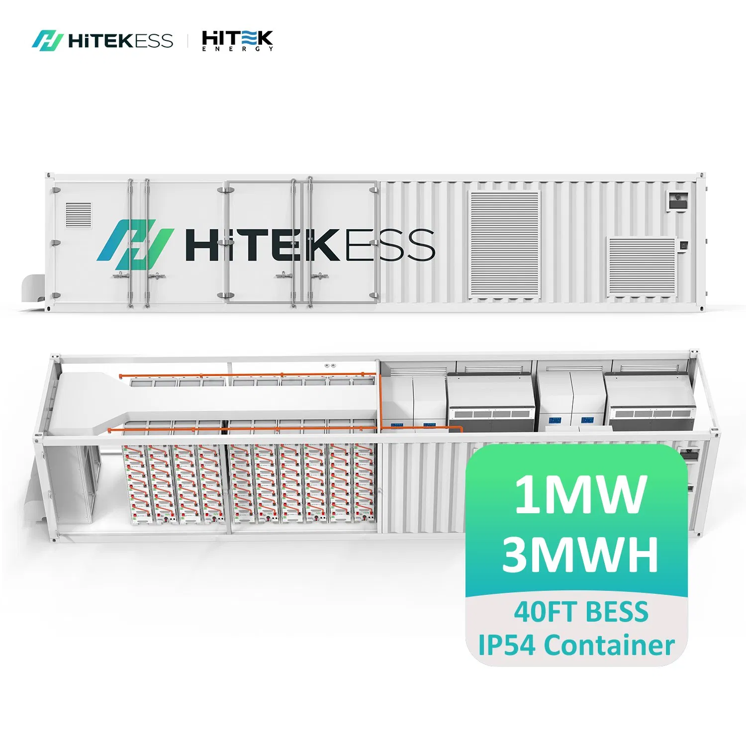 Hitek Containerized Energy Storage System Offgrid 250kVA 500kVA 1000kVA Ess 20FT 40FT 500kwh 1mwh 2mwh Lithium Battery Storage System Container Price