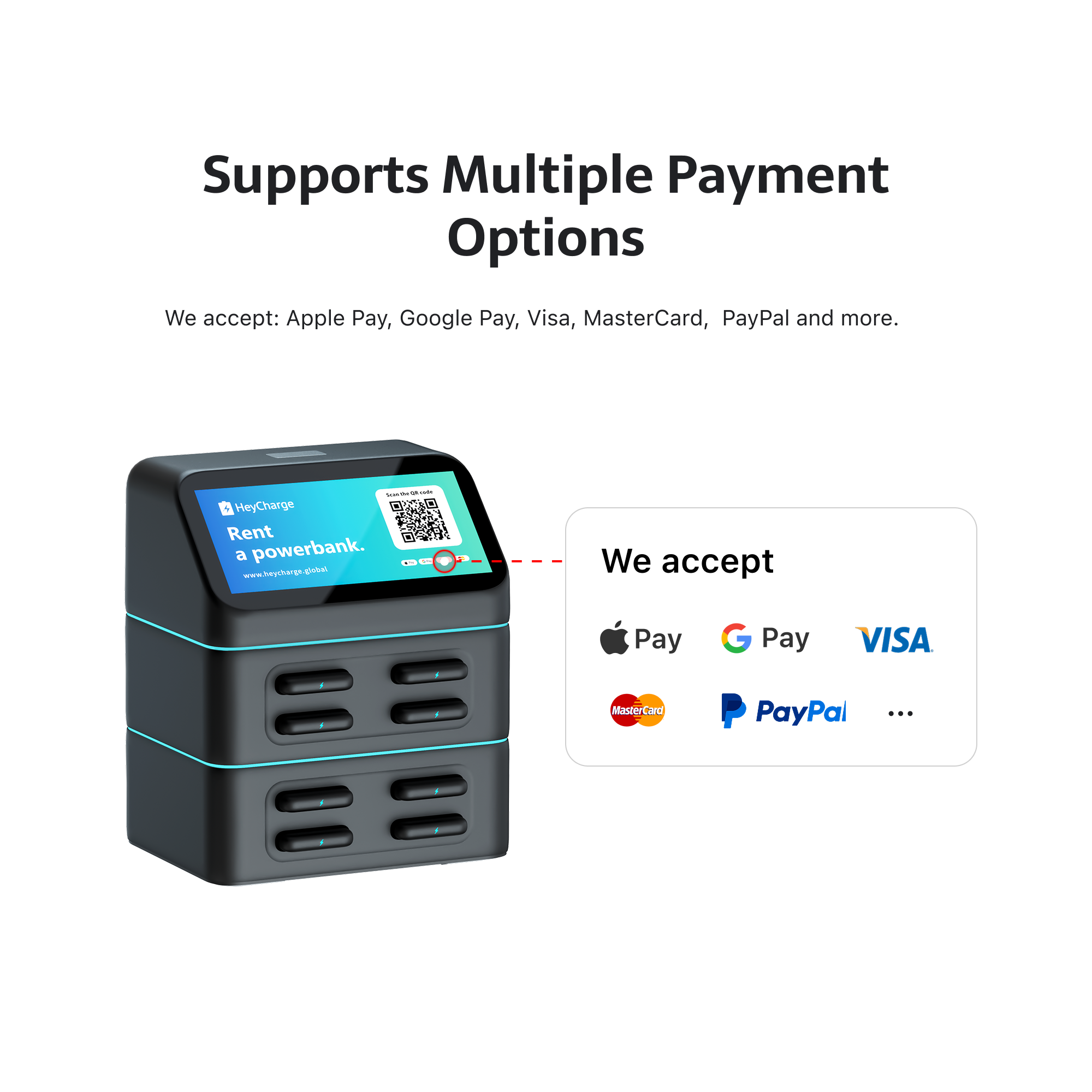 2025 Popular Fast Charging 60W Fireproof ABS Online Sharing Charging Station Kiosk Vending Machine 4-16 Charger Points Outdoor