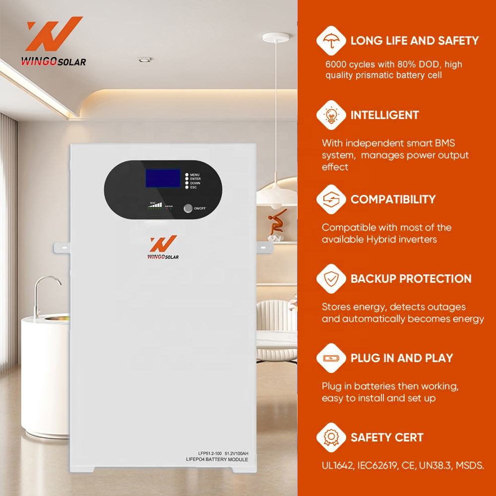 Wingosolar Factory Price Home Solar System - Deye 8Kw 10Kw 12Kw Hybrid Inverter with Lithium Energy Storage