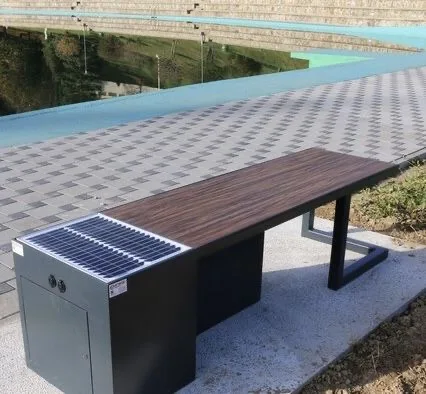 Aluminum Outdoor Tropical Design Bench with Solar Charging Station for Hospitals and Hotels