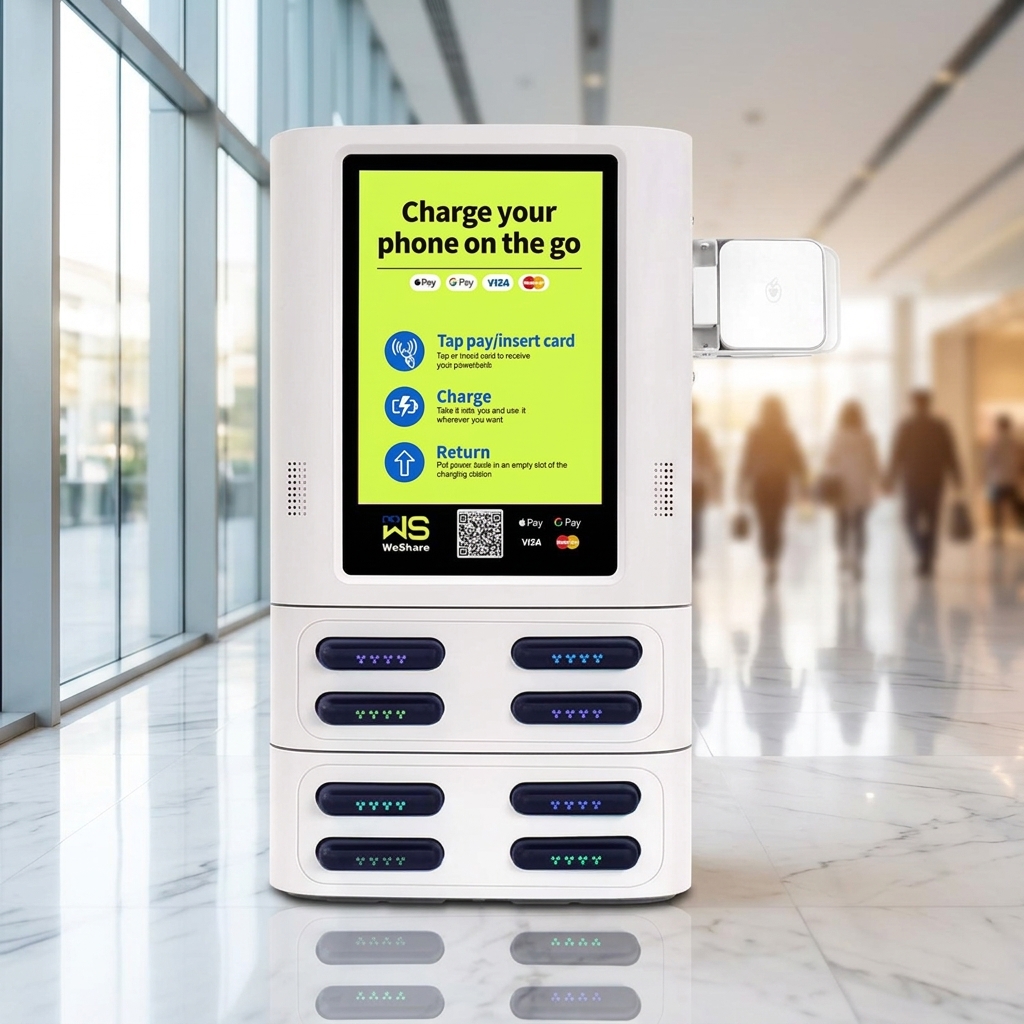 Battery Rental Charging Station 8000mAh Li-Polymer 8/12/16/24 Slots Mobile Vending Machine with 60W Output for Power Bank