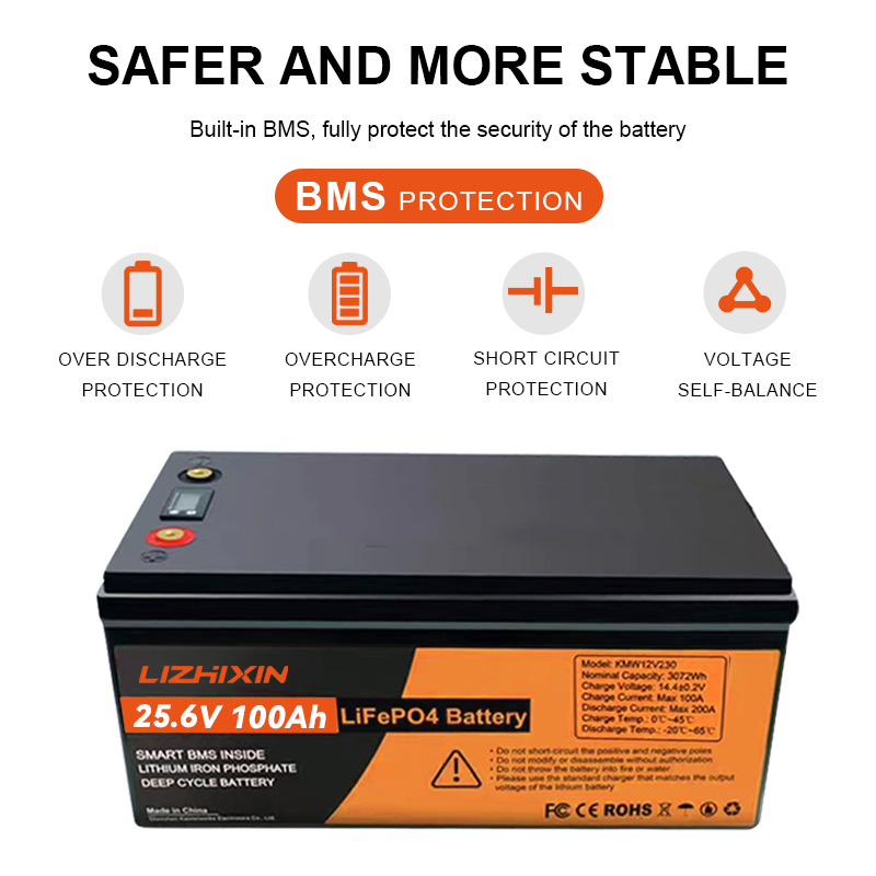 25.6V 100ah 200ah 300ah Lithium Iron Phosphate Battery Solar Energy System 24V LiFePO4 Battery Pack