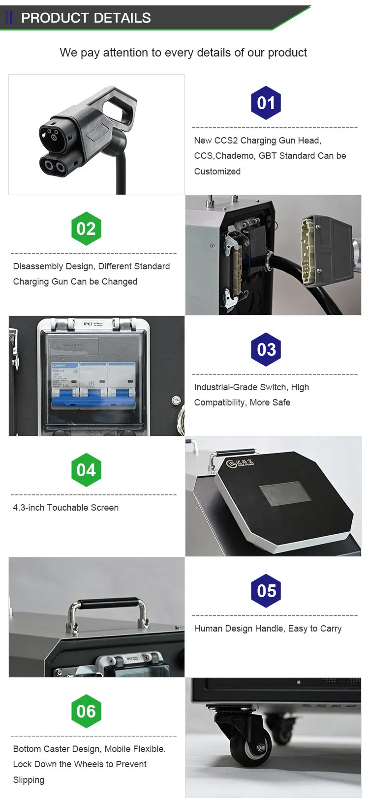 DC 40kw CCS Solar EV Charger Portable EV Charger Manufacturers Charging Station for Electrical Car