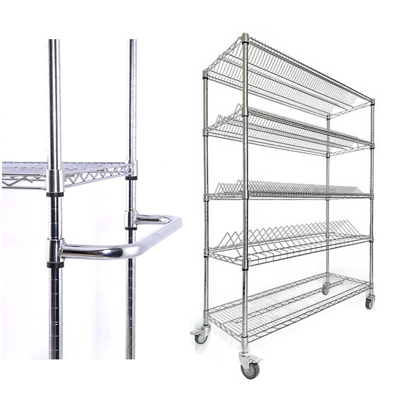 Customized Mobile Wire Shelving Tilted Anti-Roll Warehouse Storage With Wheels for Warehouse