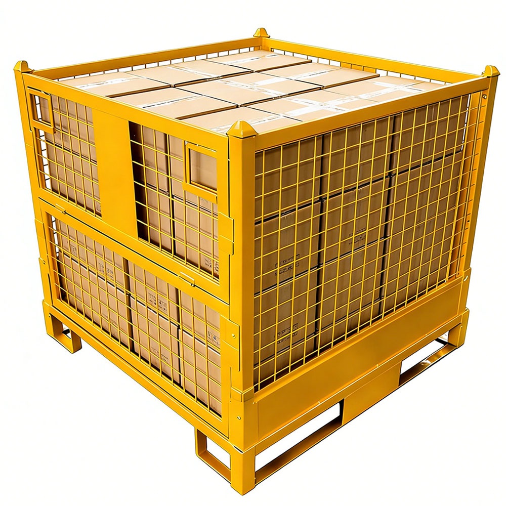 Customized Stackable Wire Mesh Metal Pallet Cage Warehouse Storage Cages Steel Wire Container for Factory
