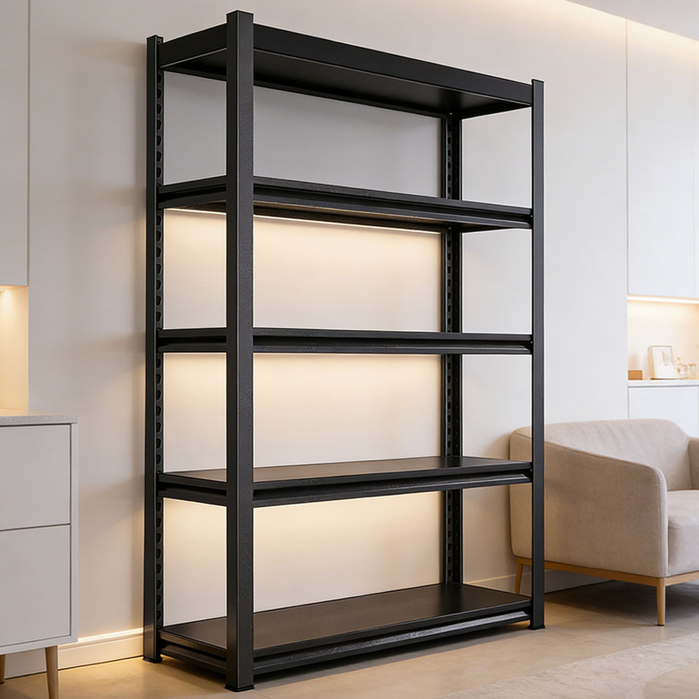 5-Tier Light Duty White Metal Storage Rack Adjustable Industrial Shelving for Commercial & Home Use